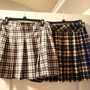 2 plaid mini skirts